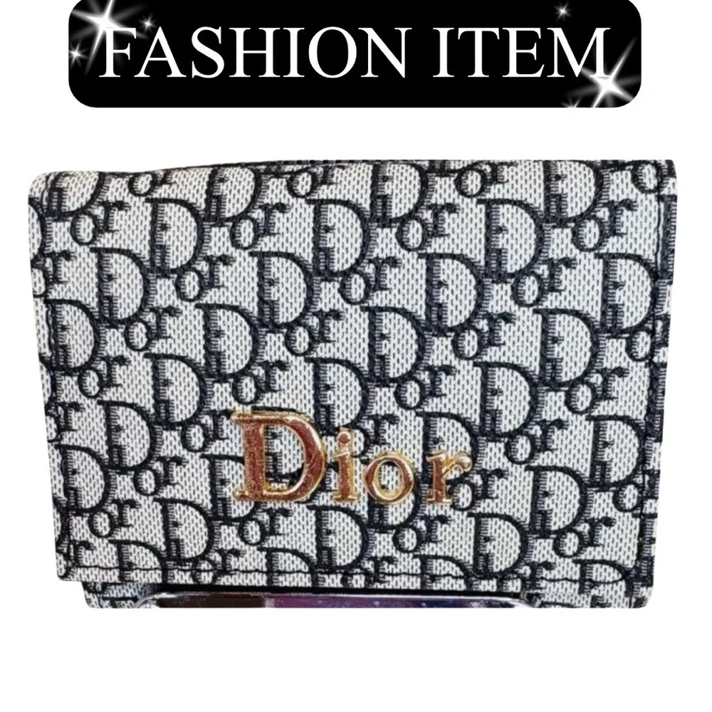 WALLET: Trifold Wallet w Oblique Jacquard Canvas & Golden Hardware, EUC